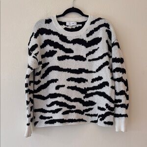 John+Jenn Women's Black and White zebra Sweater MEDIUM